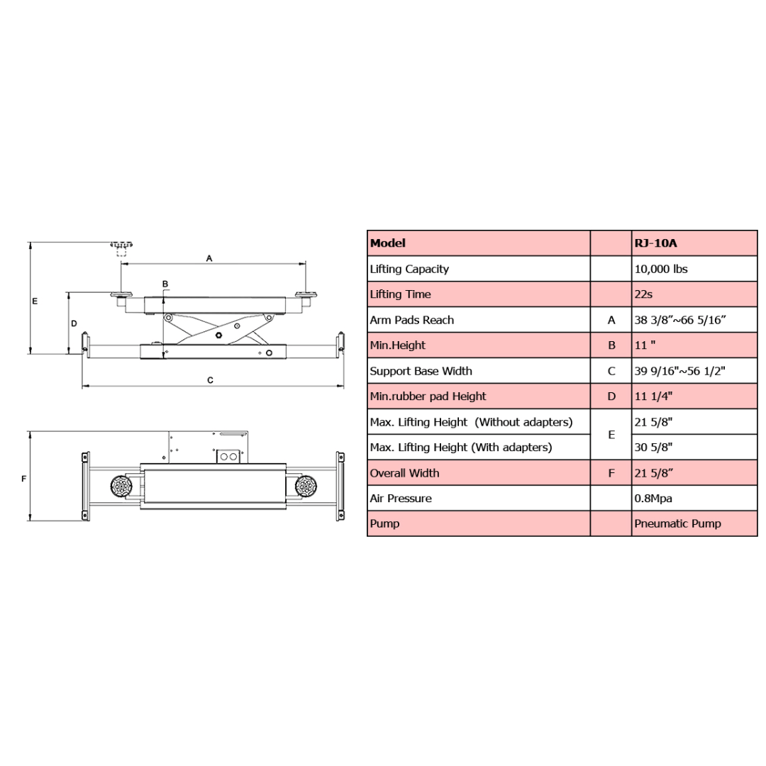 Amgo RJ-10A 10,000 lb Rolling Jack