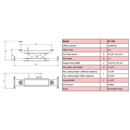 Amgo RJ-10A 10,000 lb Rolling Jack