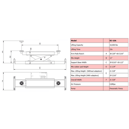 Amgo RJ-10A 10,000 lb Rolling Jack