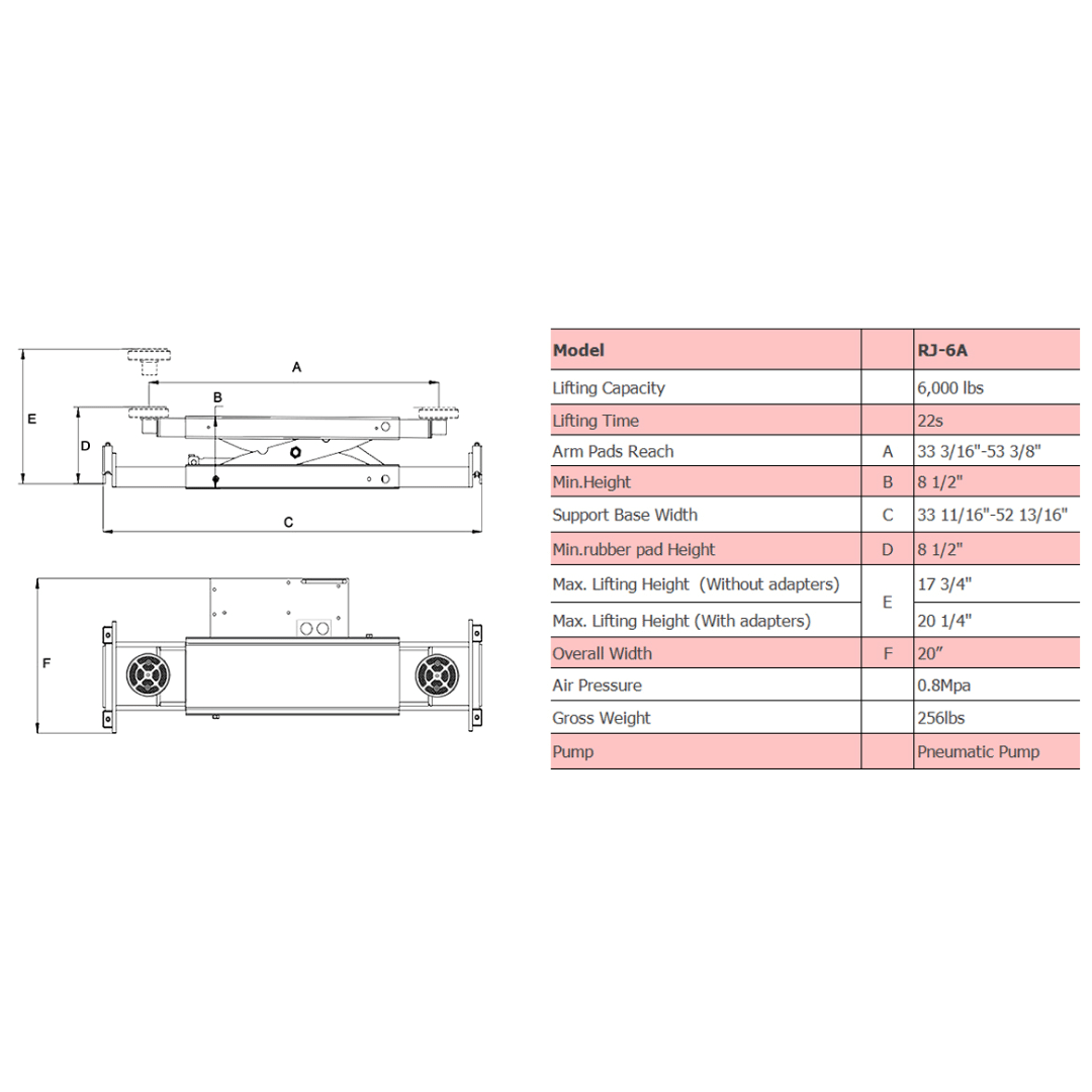 Amgo RJ-6A 6,000 lb Rolling Jack