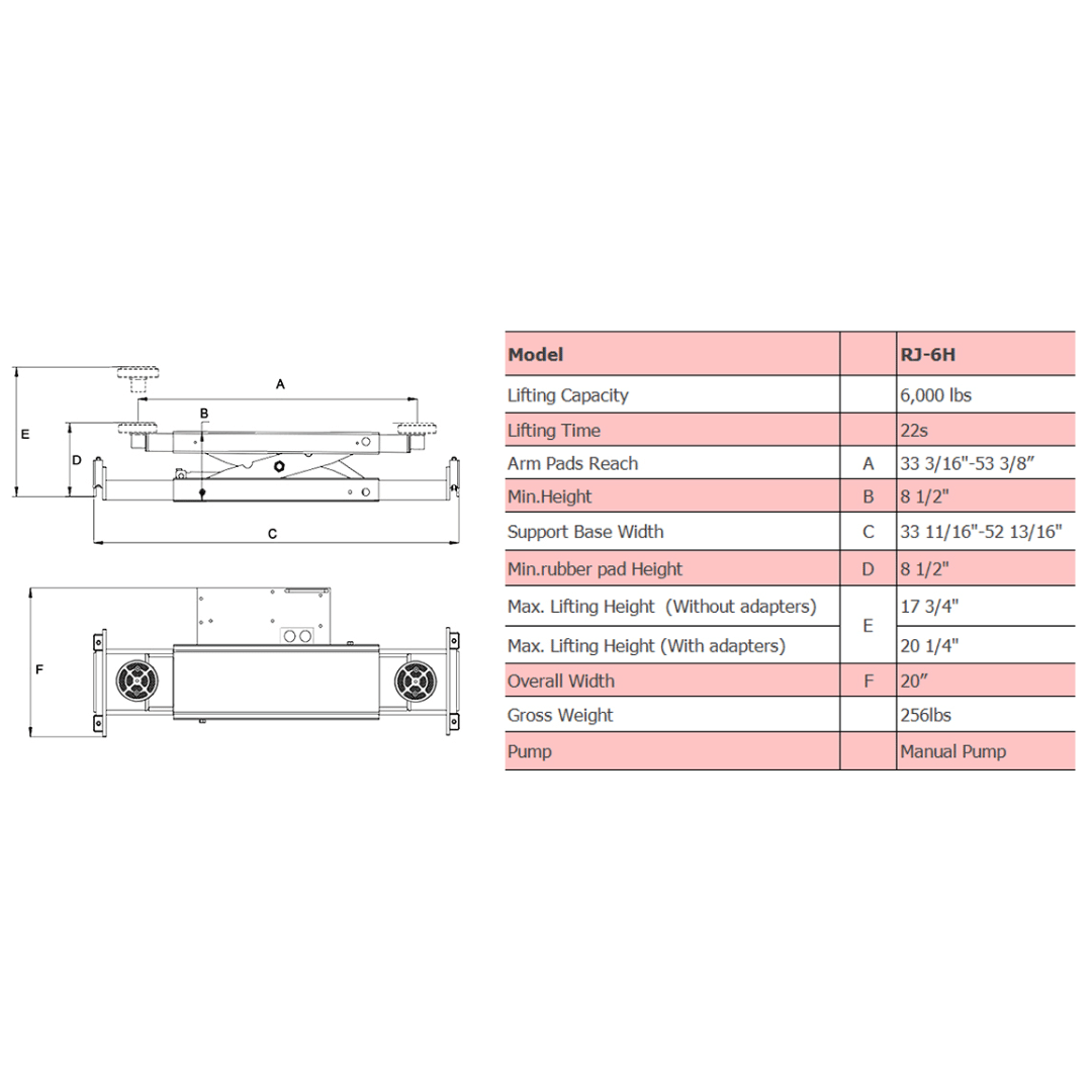 Amgo RJ-6H 6,000 lb Rolling Jack