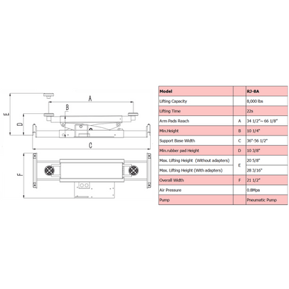 Amgo RJ-8A Automatic 8,000 lb Rolling Jack