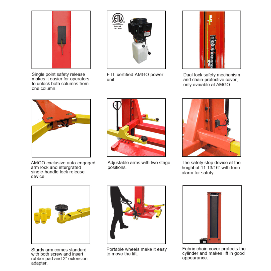 Amgo SML-7 7,000 lb Single Post Lift
