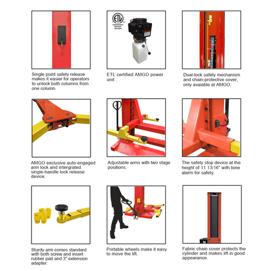 Amgo SML-7 7,000 lb Single Post Lift
