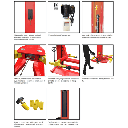 Amgo SML-7 7,000 lb Single Post Lift