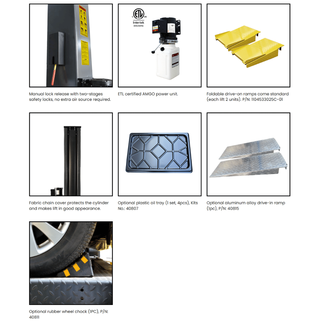 Amgo SPL-6 Single Post Parking Lift – 6,000 lb Capacity